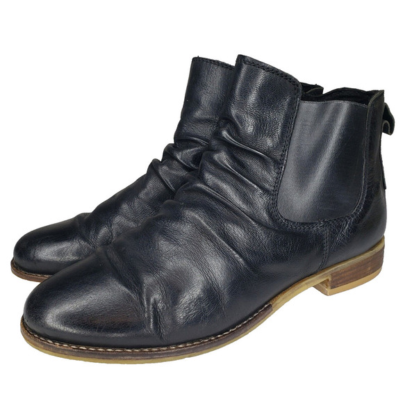 JOSEF SEIBEL Boots Sienna 59 Slouch Black Leather Zip Ankle Booties Size 40 EU 9 - Picture 1 of 15